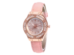 Reloj De Pulsera De Cuarzo Para Mujer Zhoulianfa Con Correa De Piel Sintética Rosa Y Diamantes De Imitación.