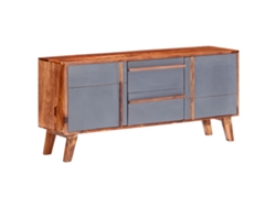 Aparador De Madera Maciza Gris 120x30x55 Cm