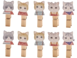 Juego 10 Pequeños Clips Decorativos Madera Diseño Resistentes Duraderos Cable 1 2 Manualidades Decoración