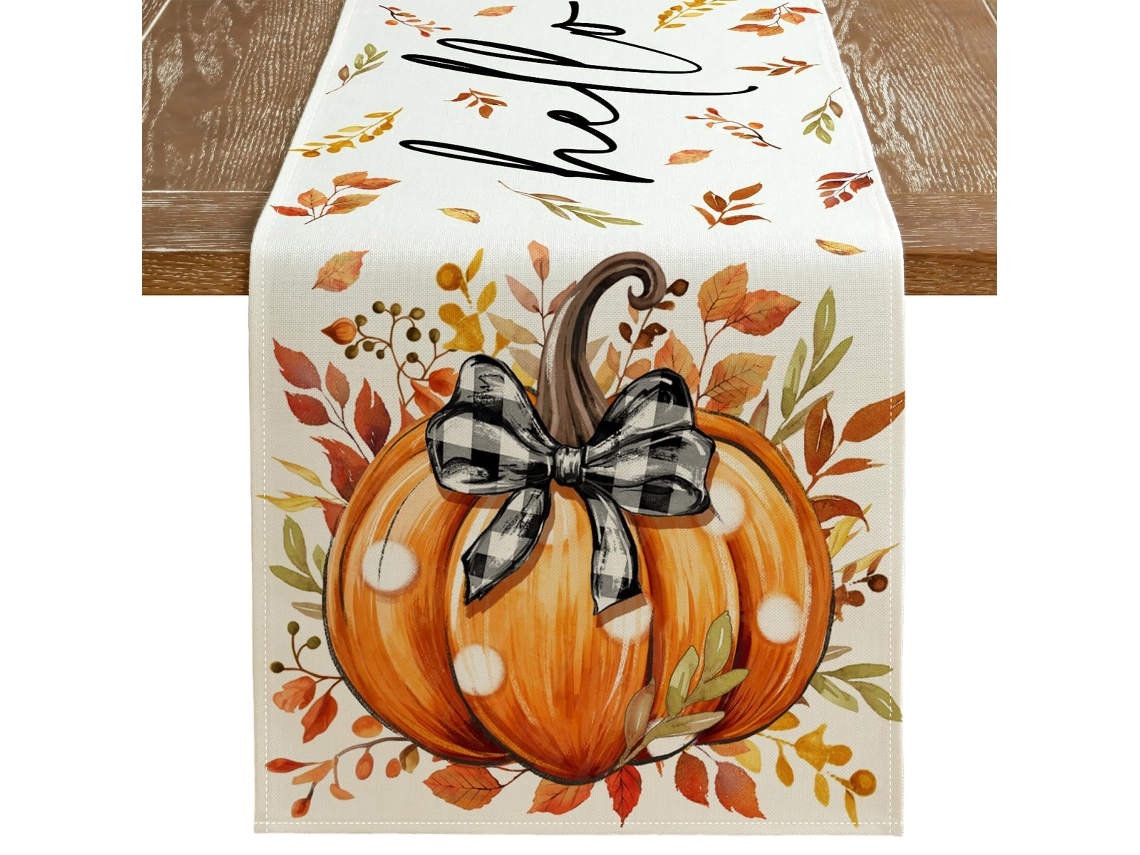 Decoración de mesa otoñal con calabazas, setas y hojas, para interior y exterior NEVEANCE