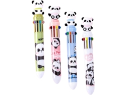 Conjunto De 4 Canetas Esferográficas Multicoloridas Com Um Design Fofo De Panda, Duráveis Para Escrita