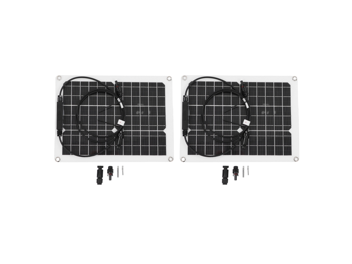 Kit De Panel Solar Monocristalino Flexible 2x15w, Resistente Al Agua, Con Cargador Anti-reflujo De 12v/24v