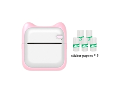 Impresora Térmica Bluetooth Rosa (5 Rollos De Papel Autoadhesivo) SIURN