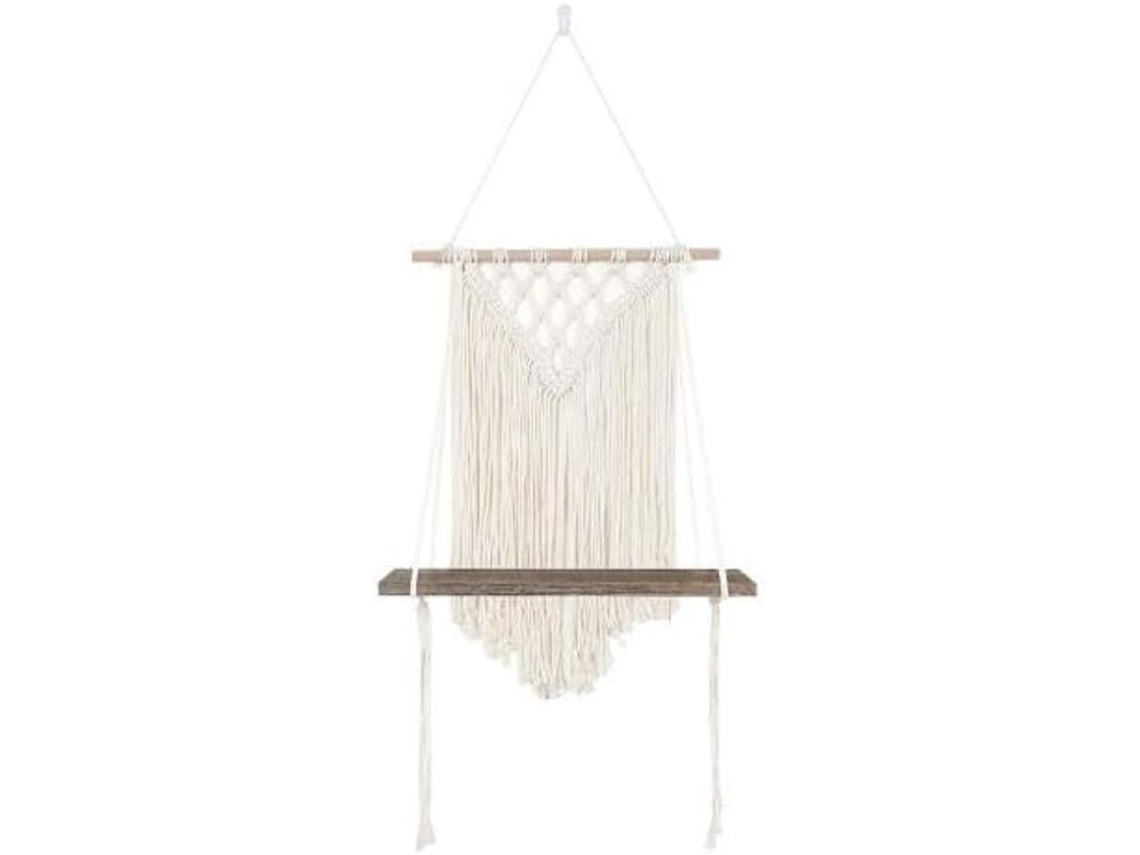 Estantería De Pared Colgante De Estilo Bohemio Con Tapiz De Macramé.