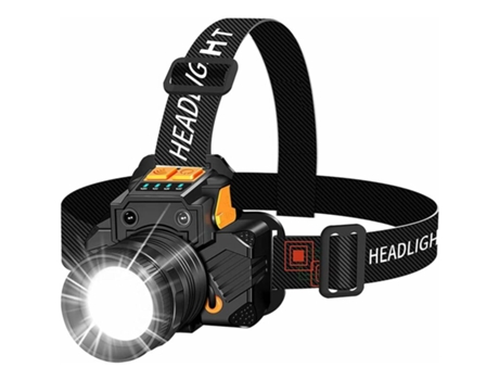 Linterna frontal LED recargable nivel IPX7 impermeable recargable por USB zoom ajustable de 90 para acampar, correr, andar en bicicleta, escalar, etc.