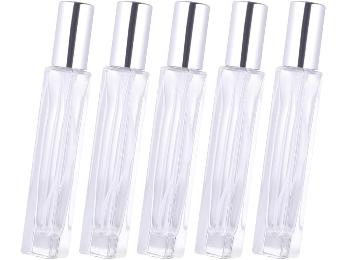 Juego De 5 Botellas De Vidrio Vacías Y Recargables Con Pulverizador Para Dispensadores De Maquillaje.