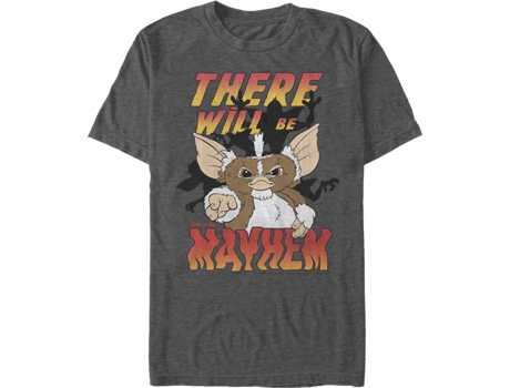 Camiseta Unisexo DEEPSTONE Stripe There Will Be Mayhem Gremlins Brezo carbón (XXL)