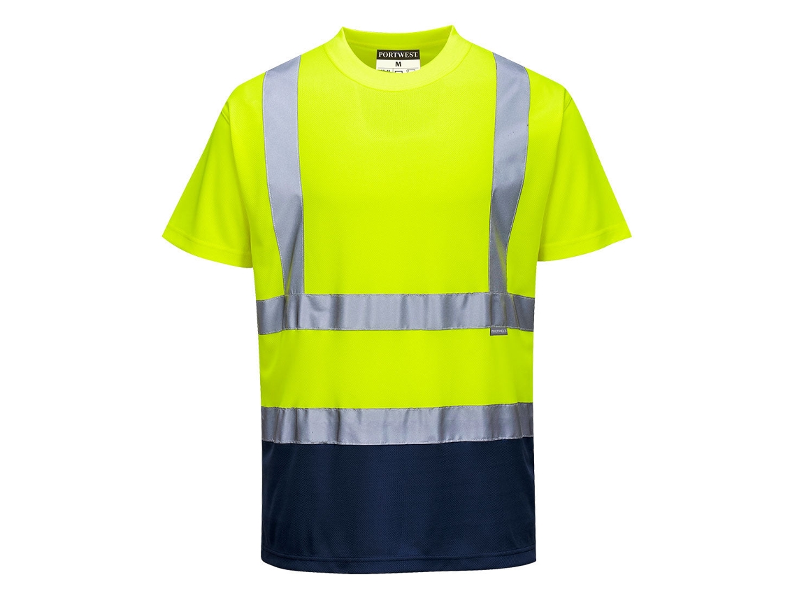 Camiseta de manga corta de alta visibilidad Portwest en contraste / Azul marino y naranja / S