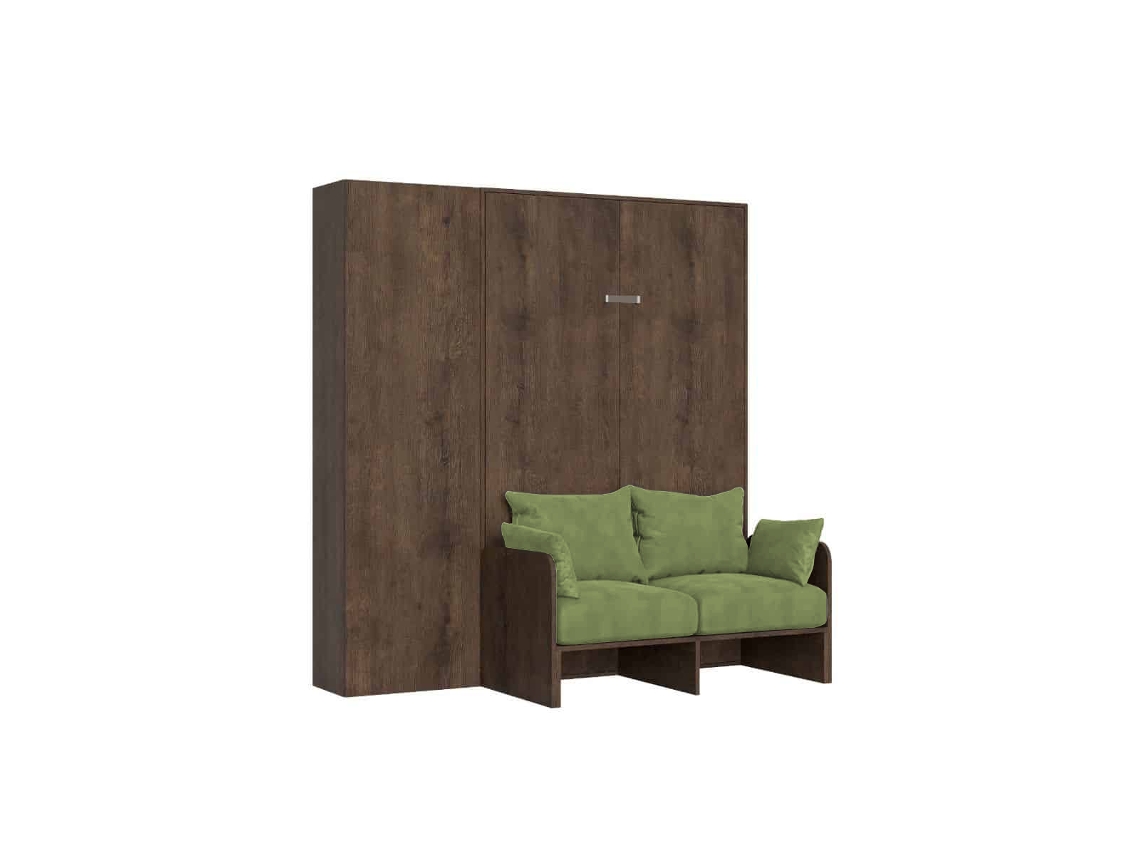Cama Plegable Kentaro De 120 Cm Tamaño Queen Con Sofá Y Columna De Nogal, Color Verde