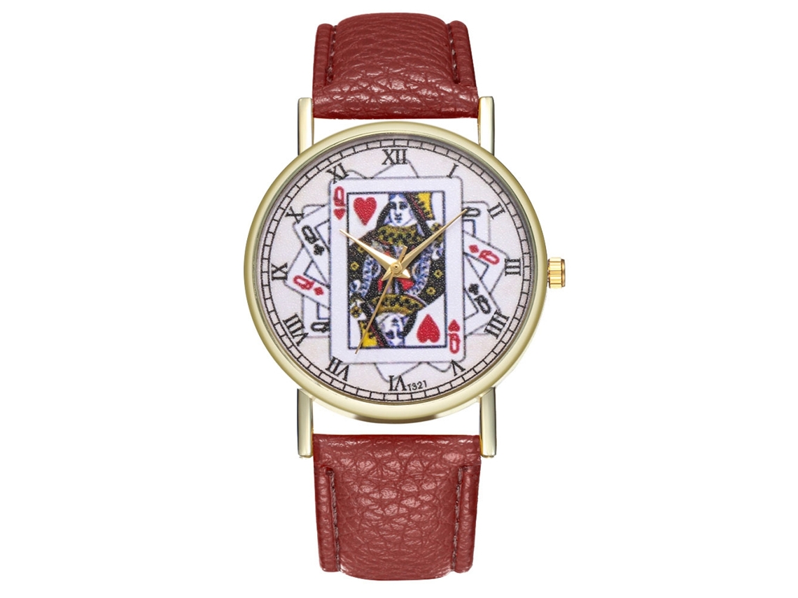 Reloj De Moda Casual Con Cuerda De Cuero De Quartzo Para Hombres Y Mujeres Café