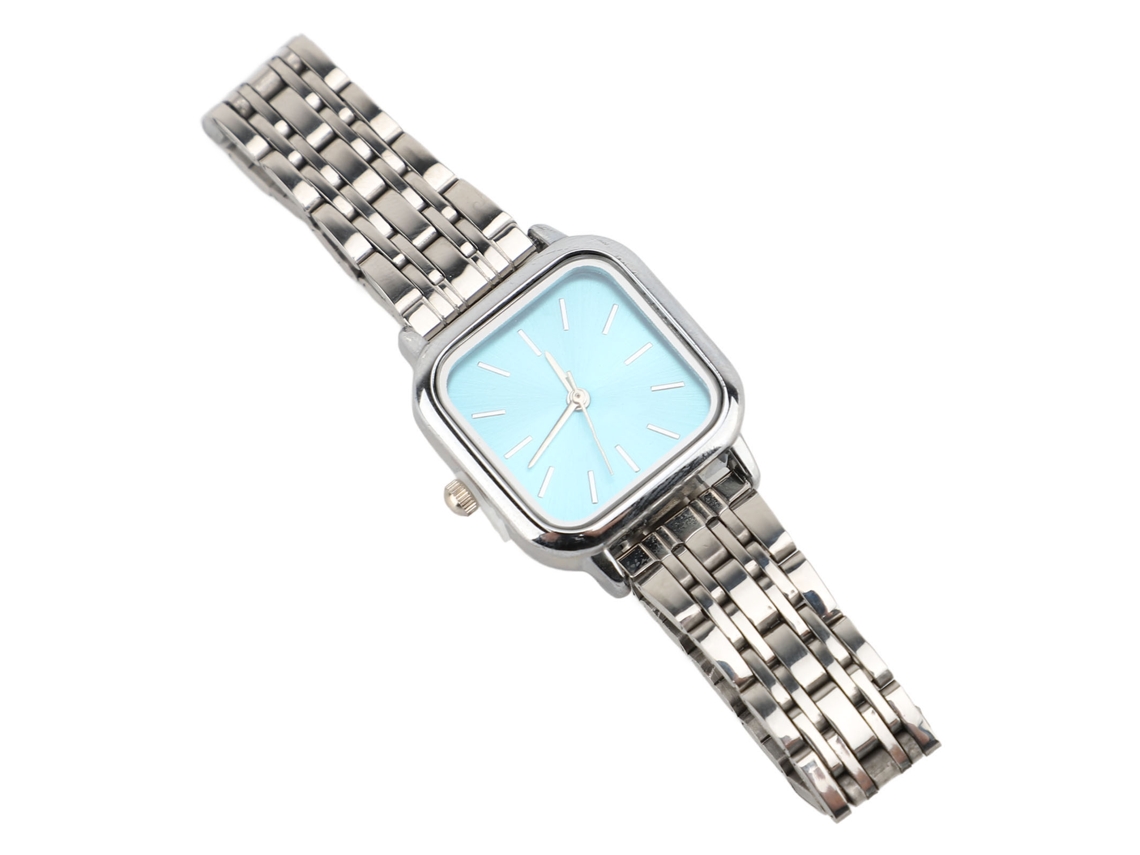 Reloj Analógico De Cuarzo Delgado Para Mujer Con Esfera Cuadrada Azul - Regalo Navideño Para Mujeres Y Jóvenes.