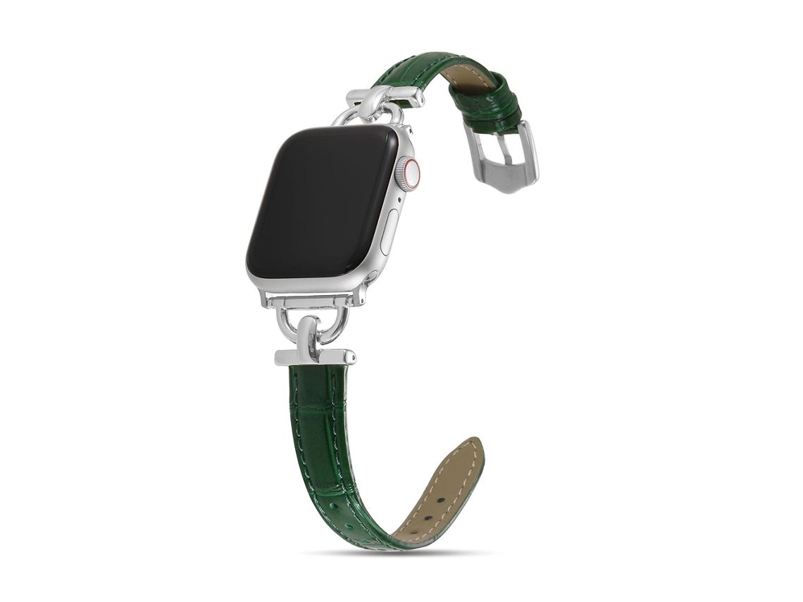 Correa de piel auténtica compatible con Apple Watch de 41 mm, 45 mm y 49 mm, con hebilla de anilla en D de metal para la Serie 8.