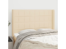 Cabecero Con Orejas De Tela Color Crema 147x16x118/128 Cm
