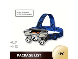 Linterna Frontal Portátil Con 5 Led Y Batería Integrada, Luz De Trabajo Para Pesca, Linterna Frontal Para Deportes.