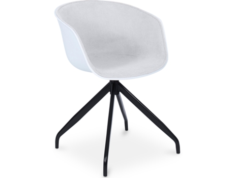 Silla de Oficina Tapizada con Brazos Jodie Silla de Escritorio Blanco y Negro 54x54x72cm PRIVATEFLOOR
