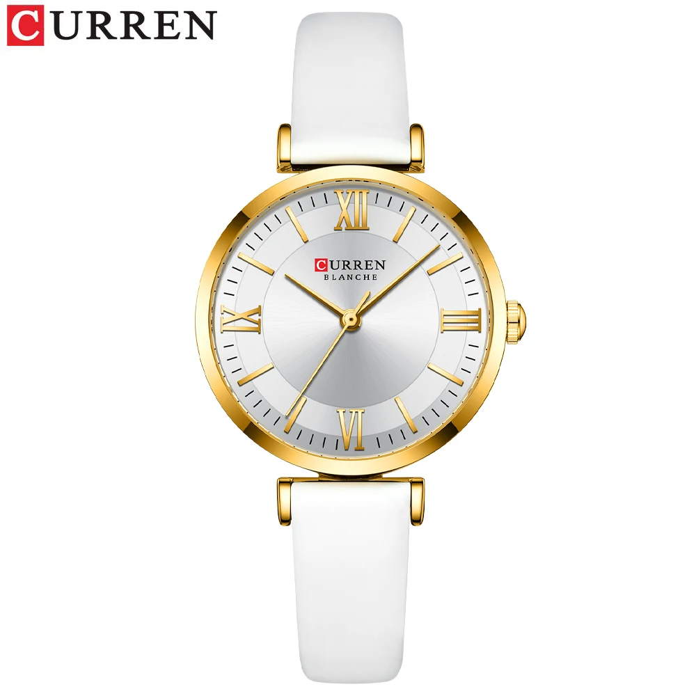 Reloj De Pulsera De Piel Auténtica Para Mujer (blanco), Diseño Creativo, Resistente Al Agua.