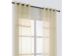 Cortina bordada con anillas tejidas 140 x 260 cm Beige - Individual