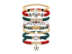 Pulsera De Fútbol Para Mujer Para El Día Del Partido, Pulsera Elástica Apilable Con Cuentas, Estilo 4 Siurn