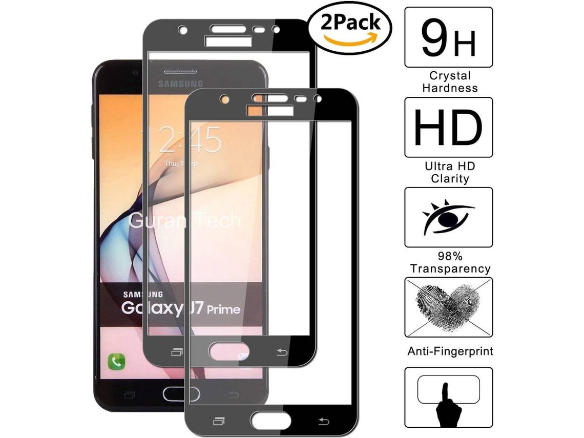 Protector Cristal Templado Samsung Galaxy J7 Prime 2016 HONGWE. Cobertura Completa Negro