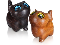Juego de 2 figuras rústicas y resistentes de gatos de madera verde, esculturas originales hechas para escaparates y oficinas por GOKOCO.
