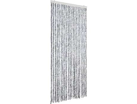 vidaXL Cortina mosquitera de chenilla blanca y gris 90x200 cm