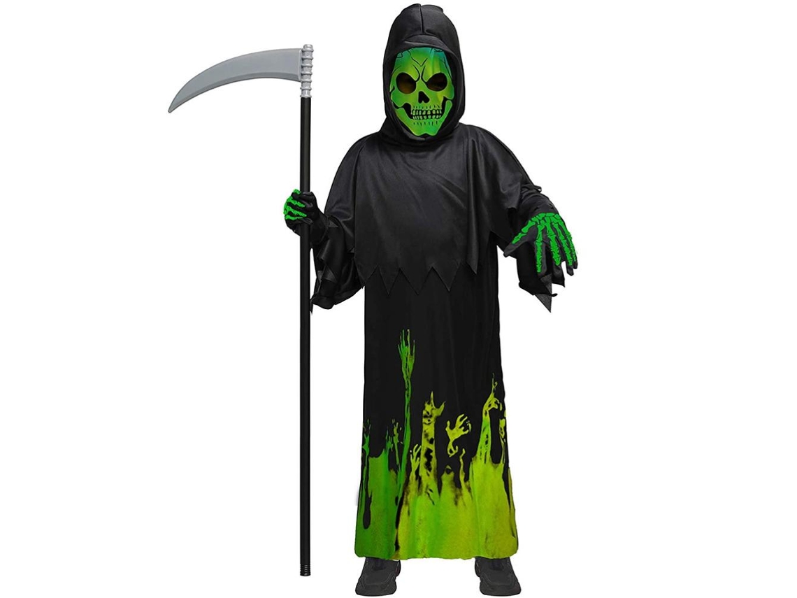 Disfraz De Halloween Iluminado Y Aterrador Para Niños Con Capucha Y Calavera.