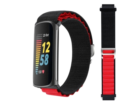Correa Loop Alpine para Fitbit by Google Charge 5 Negro y Rojo