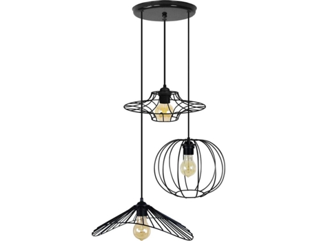 Lámpara de Teto TOSEL Asolo (Metal - Negro - 45 x 45 x 90 cm - 40W)