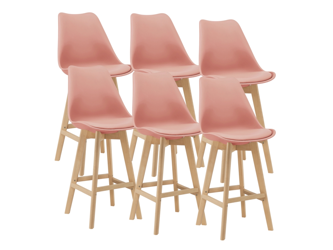 Conjunto de Cadeiras de Jantar [EN.CASA] Lublin Pink (Couro sintético, Faia - 105 x 48 x 58 cm)
