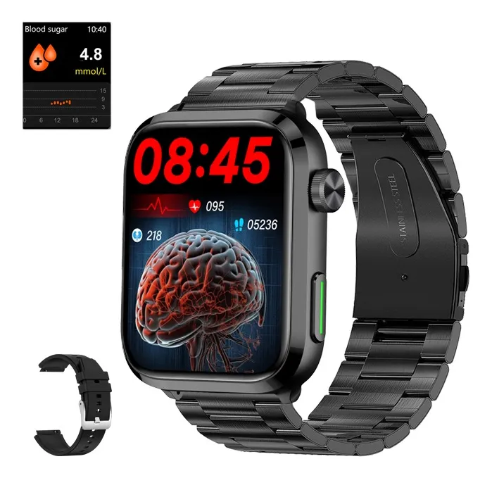 Reloj inteligente para hombre con monitorización de glucosa, ECG y lípidos úricos.