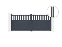 Portón abatible 3,4m SANTIS H.140cm aluminio 2 postes EIFEL 15x15cm H.166cm GR CASANOOV