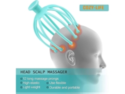 Masajeador De Cabeza De Relajación Profunda, Masajeador De Cabeza Flexible Para Aliviar El Estrés, Estimulación Manual Del Cabello (1 Unidad, Azul)