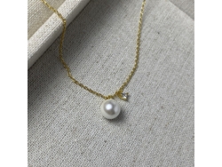 (oro) Collar De Perlas De Plata De Ley 925, Colgante Sencillo De Una Sola Cuenta De Estilo Francés, Cuenta Pequeña, Lujo Ligero