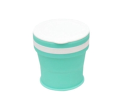 Taza de café de silicona plegable reutilizable con báscula, color verde, gran capacidad para exteriores.