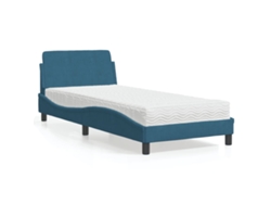 Cama Con Colchón Terciopelo Azul 80x200 Cm