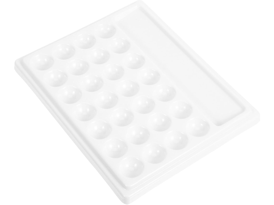 Paleta De Pintura Rectangular De Cerámica Con 28 Agujeros, Bandeja Para Pigmentos De Acuarela.
