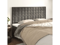 Cabecero de terciopelo de 4 piezas 100x5x78/88 cm gris oscuro