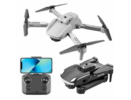 Mini dron K105 Max con cámara dual 4K Evitación inteligente de obstáculos (2 baterías - Duración de la batería: 15 min - Gris) YIZHOOD