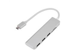 Hub USB-C 2 en 1 Aetheria con 3 puertos USB 3.0 y ranuras para tarjetas TF/SD.