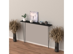 Mesa consola Kokemäki patas de horquilla metal/MDF 80 x 18 x 82 cm Negro [EN.CASA]