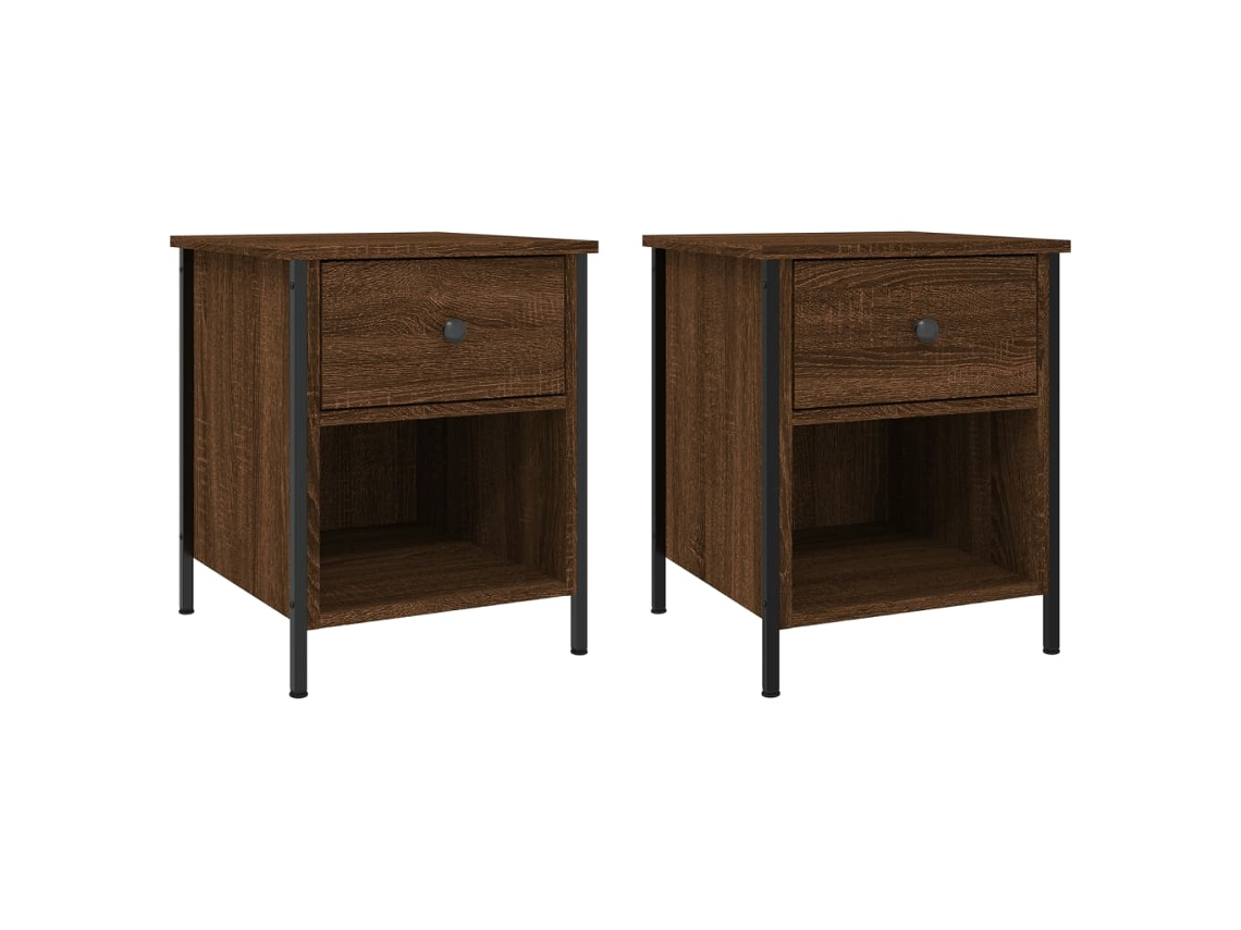 Mesitas de Noche 2 Pzs Derivados de Madera Roble Marrón
