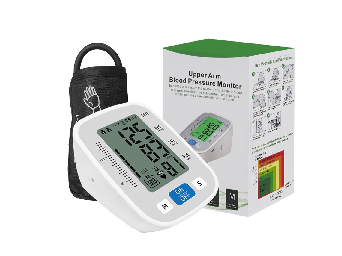 Aparato Presión Arterial Brazo Voz Inglés Recargable Usb-c Memoria 2x99 Lcd Verde Fácil Operar Hogar