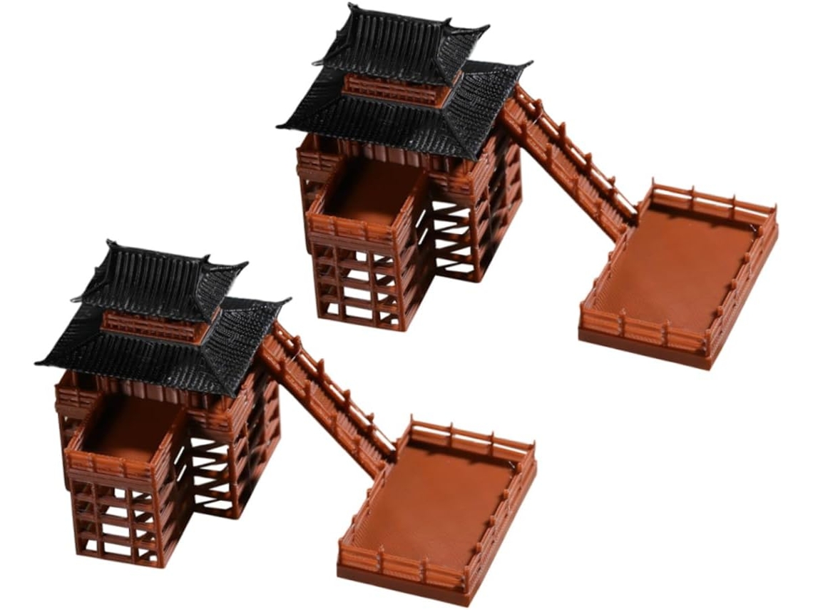 Miniatura De Pabellón Pagoda Japonés Para Jardín Zen, 2 Piezas De Resina Sólida Para Micropaisajes