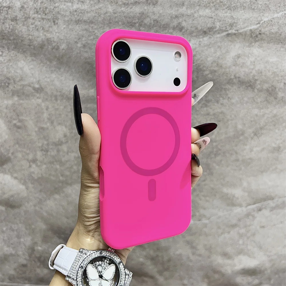 (iphone Air, Rojo Rosa) Funda Protectora Magnética Magsafe Para Iphone, Fabricada En Silicona.