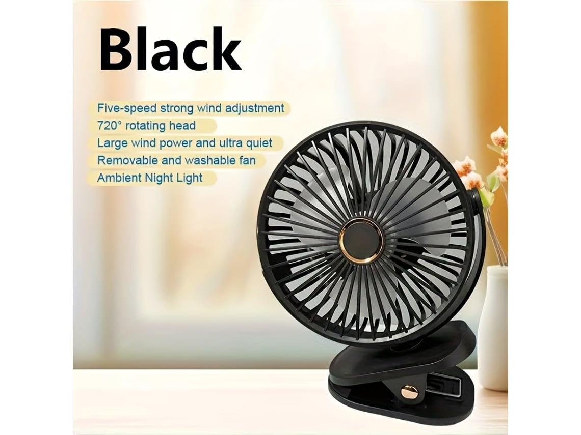 Mini Ventilador Recargable Por Usb, Elegante Luz Nocturna Led 2026, Batería De Larga Duración Y Potente Flujo De Aire. Fácil De Usar.