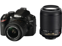 Kit Cámara Réflex NIKON D3200 + AF-S DX 18-55mm + AF-S DX VR 55-200mm (Negro - 24.2  MP)