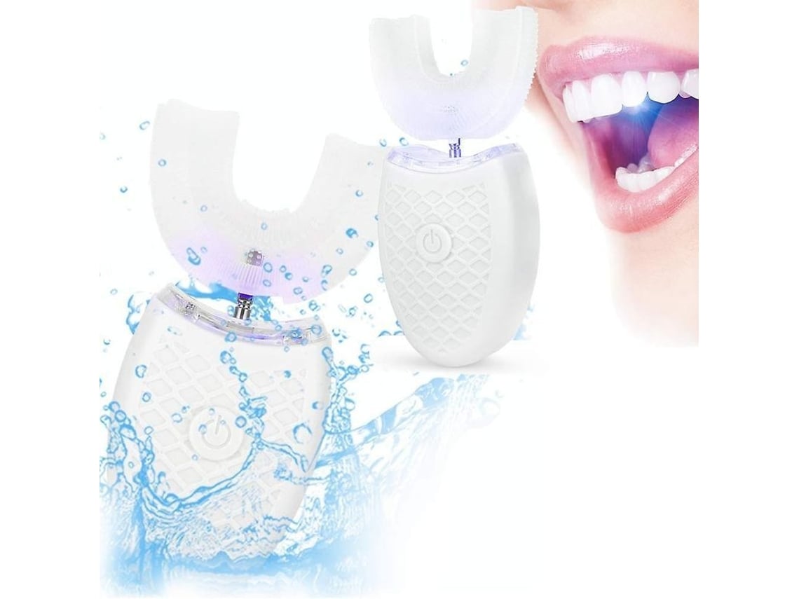 Cepillo De Dientes Eléctrico Para Adultos En Forma De U Con Limpieza Automática Y Luz Azul Blanqueadora Para El Cuidado Bucal.