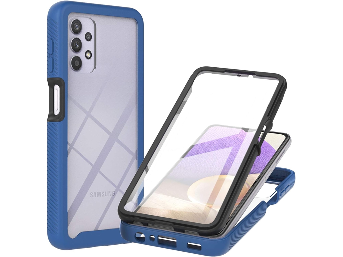 Protector de Pantalla Robusta Frontal Armadura para Samsung Galaxy A32 HONGWE. Acrílico Azul