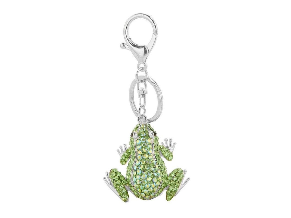 2026-llavero Colgante Rana Con Piedras Brillantes Inlay Acero Aleación Para Llaves Mochila Bolsa