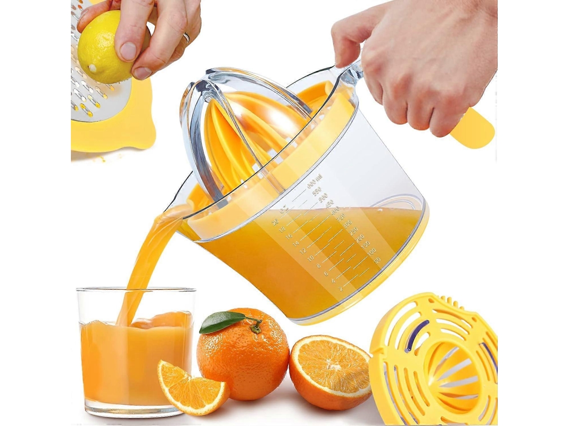 Exprimidor manual Zengo, exprimidor manual multifuncional, con mango cómodo, capacidad de 21 onzas. Exprimidor de naranjas Rosewell (naranja).